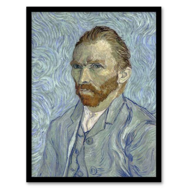 Artery8 Artist 1889 Self Portrait Van Gogh Vintage Framed Wall Art Print in Blue - Size: A4 - image 1