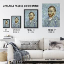 Artery8 Artist 1889 Self Portrait Van Gogh Vintage Framed Wall Art Print in Blue - Size: A4 - thumbnail 3