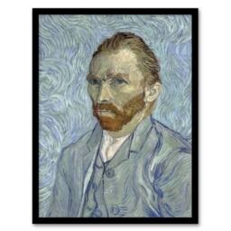 Artery8 Artist 1889 Self Portrait Van Gogh Vintage Framed Wall Art Print in Blue - Size: A4 - thumbnail 1