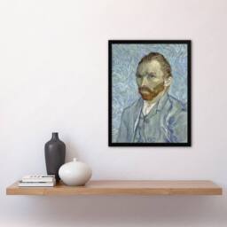 Artery8 Artist 1889 Self Portrait Van Gogh Vintage Framed Wall Art Print in Blue - Size: A4 - thumbnail 4