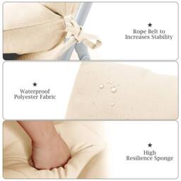 Havendro Thick Sponge High Back Patio Chair Cushions With Tie Belts in Beige - thumbnail 3