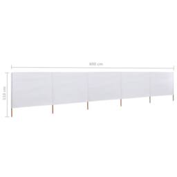 Berkfield Home 5-panel Wind Screen Fabric 600x80 cm Sand White - thumbnail 6