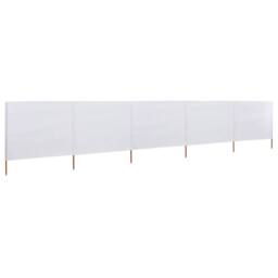 Berkfield Home 5-panel Wind Screen Fabric 600x80 cm Sand White - thumbnail 2