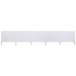 Berkfield Home 5-panel Wind Screen Fabric 600x80 cm Sand White - thumbnail 1
