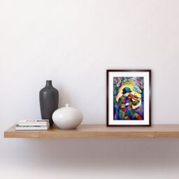 "Artery8 Wall Art Print Fiddle Player In Forest Folk Art Watercolour Painting Artwork Framed 9X7 Inch in Brown - Size: W7"" x H9""" - thumbnail 2