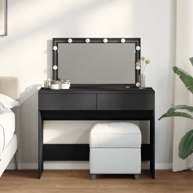Berkfield Home Dressing Table with LED Black 100x40x120 cm - Size: 100 x 40 x 120 cm - image 1