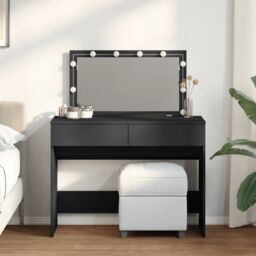Berkfield Home Dressing Table with LED Black 100x40x120 cm - Size: 100 x 40 x 120 cm