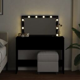 Berkfield Home Dressing Table with LED Black 100x40x120 cm - Size: 100 x 40 x 120 cm - thumbnail 3