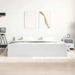 Berkfield Home Durable Bed Frame with Headboard with Footboard White 180x200 cm - Size: Super King - thumbnail 4