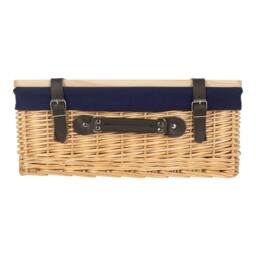 Red Hamper Buff Navy Lined Willow Empty Picnic Basket with Pinewood Lid - Size: Large - thumbnail 2