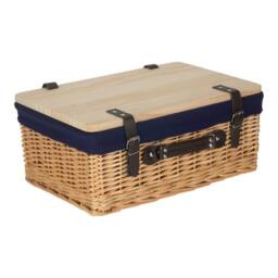 Red Hamper Buff Navy Lined Willow Empty Picnic Basket with Pinewood Lid - Size: Large - thumbnail 4