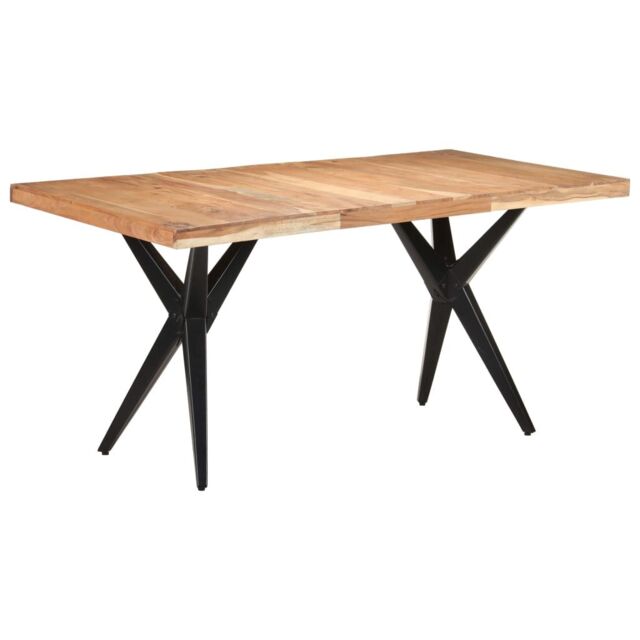Berkfield Home Dining Table 160x80x76 cm Solid Acacia Wood in Black - Size: 160 x 80 x 76 cm - image 1