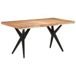 Berkfield Home Dining Table 160x80x76 cm Solid Acacia Wood in Black - Size: 160 x 80 x 76 cm