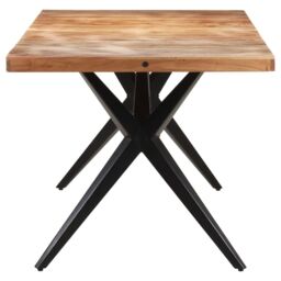 Berkfield Home Dining Table 160x80x76 cm Solid Acacia Wood in Black - Size: 160 x 80 x 76 cm - thumbnail 3