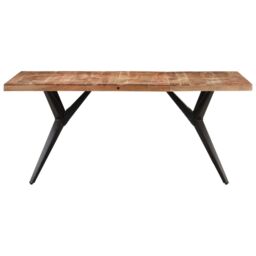 Berkfield Home Dining Table 160x80x76 cm Solid Acacia Wood in Black - Size: 160 x 80 x 76 cm - thumbnail 2