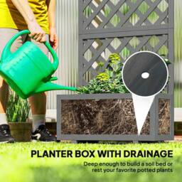 OUTSUNNY x 31.5 x 149.5 cm, Grey) Wood Planter with Trellis in Grey - Size: 31.5 x 149.5 cm - thumbnail 5
