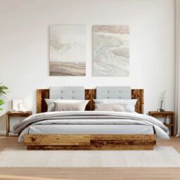 Berkfield Home Bedside Cabinets 2 pcs Old Wood 40x30x40 cm Engineered Wood in Brown - Size: 40 x 30 x 40 cm - thumbnail 3