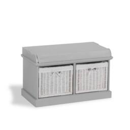 Statement Furniture Tetbury 2 White Wicker Basket & Grey Cushion Hallway Set in Light Grey - thumbnail 5