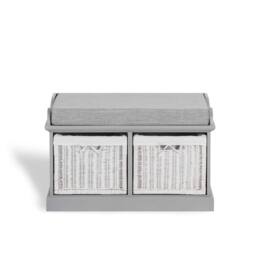Statement Furniture Tetbury 2 White Wicker Basket & Grey Cushion Hallway Set in Light Grey - thumbnail 4
