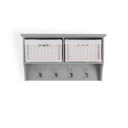 Statement Furniture Tetbury 2 White Wicker Basket & Grey Cushion Hallway Set in Light Grey - thumbnail 6