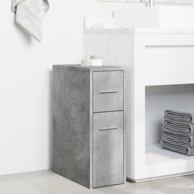 Berkfield Home Narrow Bathroom Cupboard with Wheels Concrete Grey Engineered Wood - image 1