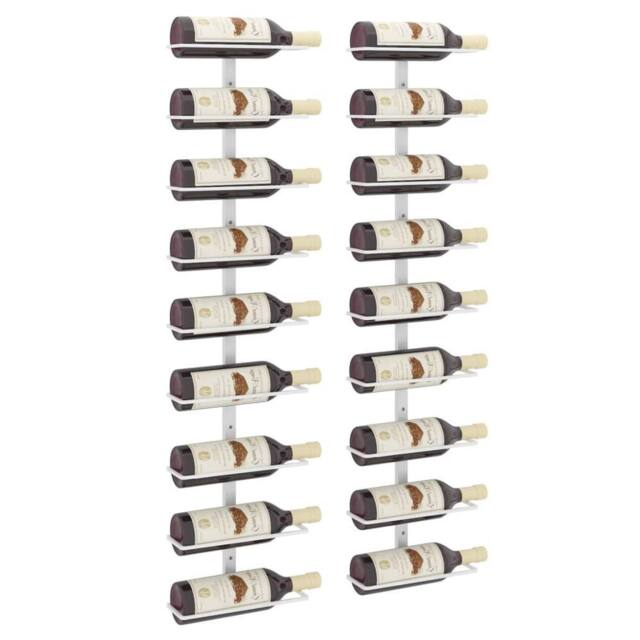 Berkfield Home Wall-mounted Wine Rack for 9 Bottles 2 pcs White Iron - image 1