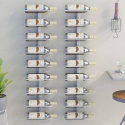 Berkfield Home Wall-mounted Wine Rack for 9 Bottles 2 pcs White Iron - thumbnail 2