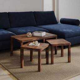 Havendro Rustic Brown Coffee Tables Set of 3 Nesting Wooden - thumbnail 1