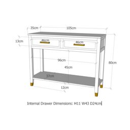 Cabinet Bits Palazzi 2 Drawer Console Table in Navy - thumbnail 6