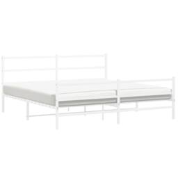 Berkfield Home Metal Bed Frame without Mattress with Footboard¬†White 183x213cm in White - Size: 183x213 cm - thumbnail 4