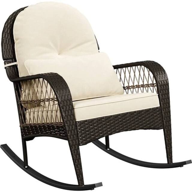 Kelvenix Outdoor PE Rattan Rocking Chair in Brown - Size: 0.6m2 - image 1