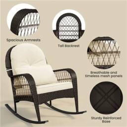 Kelvenix Outdoor PE Rattan Rocking Chair in Brown - Size: 0.6m2 - thumbnail 5