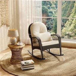 Kelvenix Outdoor PE Rattan Rocking Chair in Brown - Size: 0.6m2 - thumbnail 3