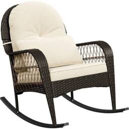 Kelvenix Outdoor PE Rattan Rocking Chair in Brown - Size: 0.6m2