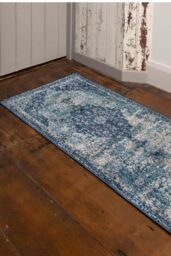 Kukoon Runner Rug Navy Blue Traditional Medallion Bordered Long Hallway Rugs - Size: 60 cm x 240 cm - thumbnail 2