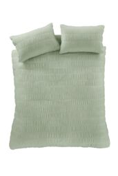 Catherine Lansfield 'Seersucker' Duvet Set in Green - Size: Single - thumbnail 5
