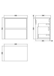Balterley Chartley Contemporary 2 Drawer Wall Hung Vanity Unit, 600mm in Brown - thumbnail 2