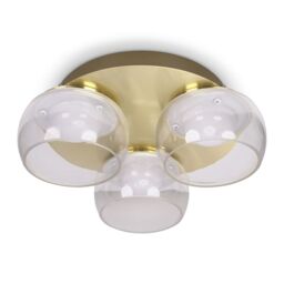 ValueLights Alissa IP44 Rated Bathroom 3 Way Glass Integrated LED Flush Ceiling Light in Gold - thumbnail 2