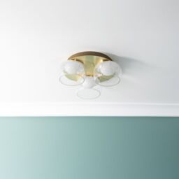 ValueLights Alissa IP44 Rated Bathroom 3 Way Glass Integrated LED Flush Ceiling Light in Gold - thumbnail 3