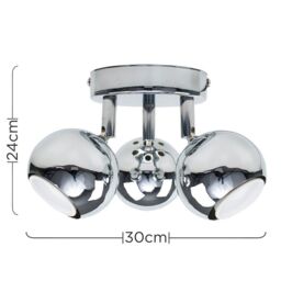 ValueLights Retro Eyeball 3 Way Silver Ceiling Bar Spotlight - thumbnail 6