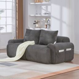 BTM Modular 2 Seater Corduroy Sofa Family Room Dark Grey
