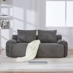 BTM Modular 2 Seater Corduroy Sofa Family Room Dark Grey - thumbnail 4