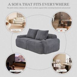 BTM Modular 2 Seater Corduroy Sofa Family Room Dark Grey - thumbnail 8
