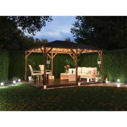 Dunster House Heavy Duty Wooden Gazebo 4x3m Pressure Treated Roof Shingles Utopia 430 in Brown - thumbnail 3