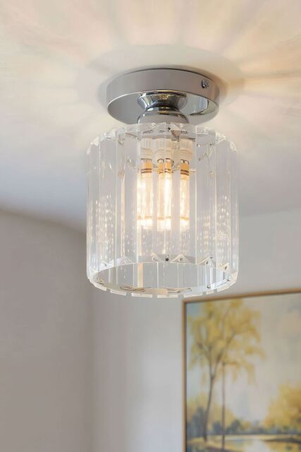 Living and Home E27 Modern Crystal Ceiling Light in Silver - image 1