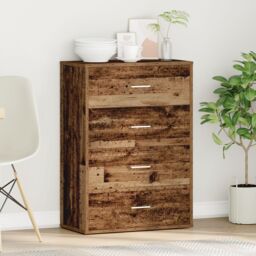 Berkfield Home Sideboard with Drawer Old wood 60 x 31 x 84 cm Particle board in Brown - thumbnail 4