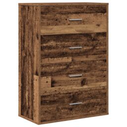 Berkfield Home Sideboard with Drawer Old wood 60 x 31 x 84 cm Particle board in Brown - thumbnail 2