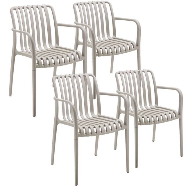 tectake Garden Chairs Alcudia in Taupe - Size: 4 Person - image 1