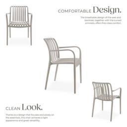 tectake Garden Chairs Alcudia in Taupe - Size: 4 Person - thumbnail 3