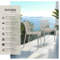 tectake Garden Chairs Alcudia in Taupe - Size: 4 Person - thumbnail 2
